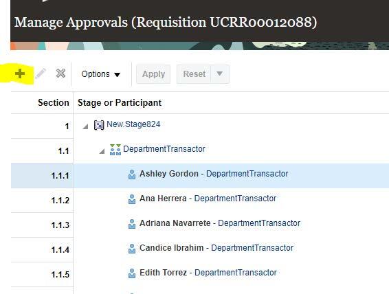 screenshot of the manage approvals screen